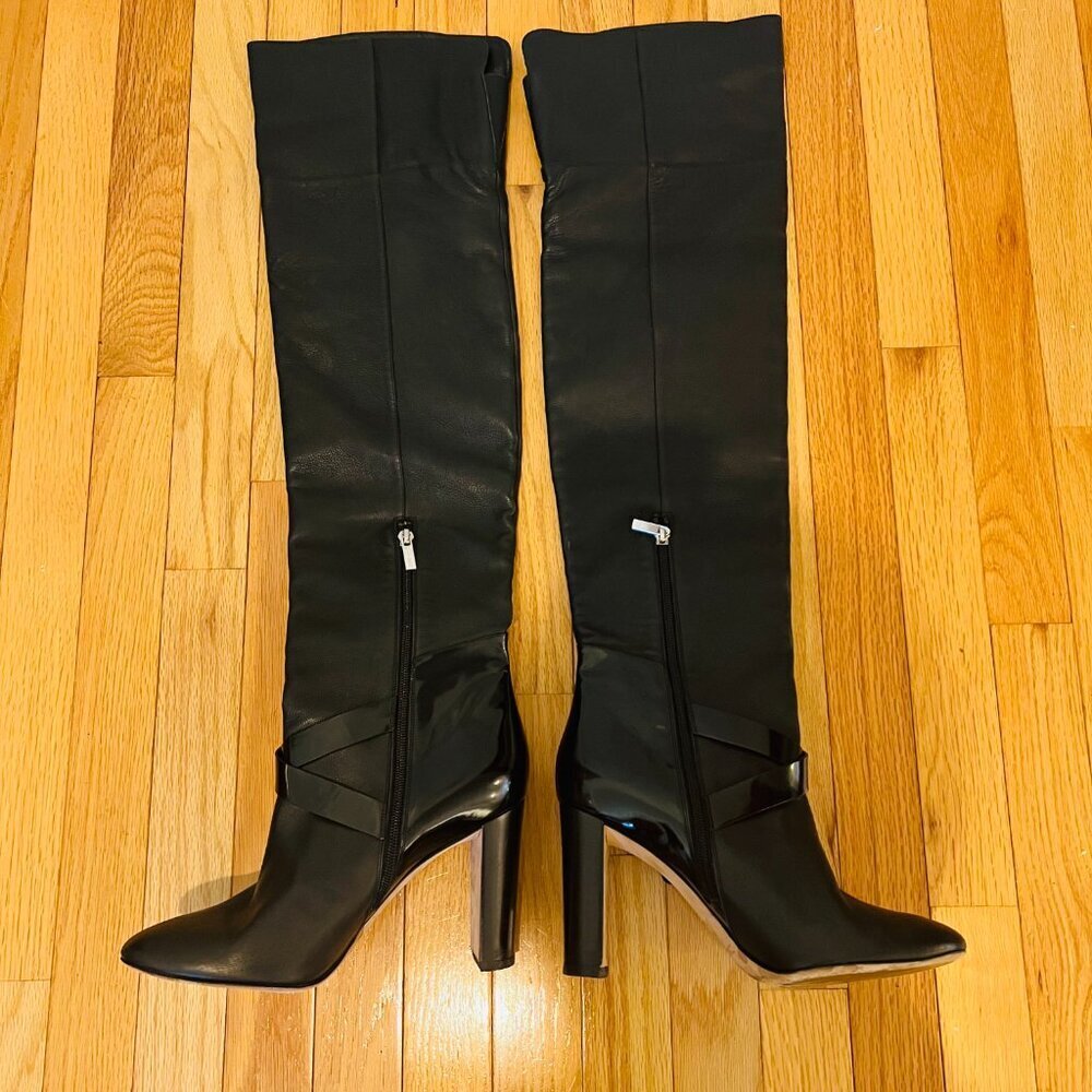 Jimmy Choo Doma Over-The-Knee Boots in Black Leather Size 41 Made In Italy